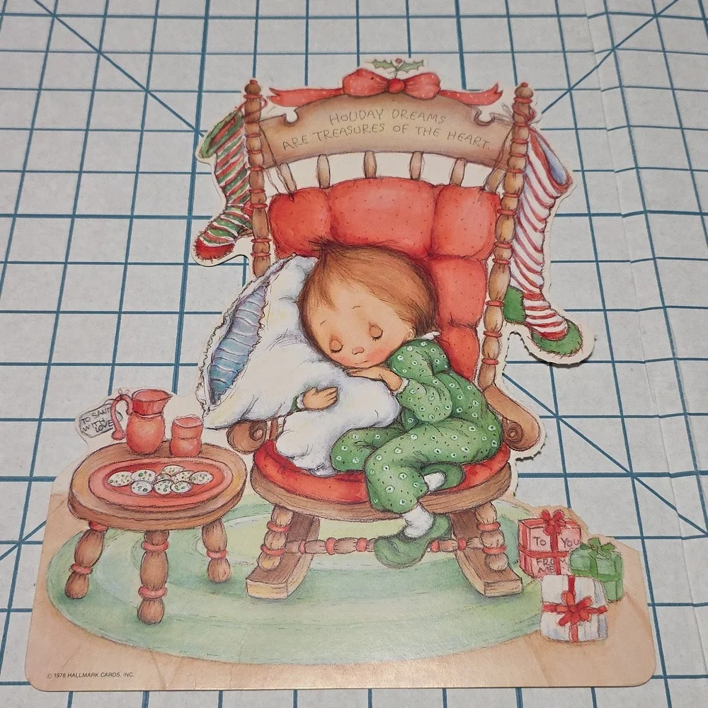 Vintage‎ Christmas Die Cut Decoration Sleeping Child 1978 Hallmark